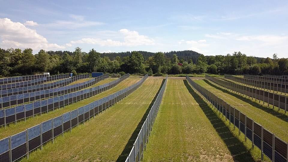 Solar panels over crops